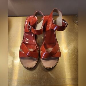 Orange Diane Von Furstenberg Wedge Sandals Size 9